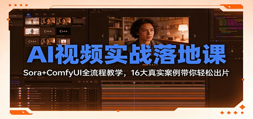 AI视频实战落地课：Sora+ComfyUI全流程教学，16大真实案例带你轻松出片-知芽创业社