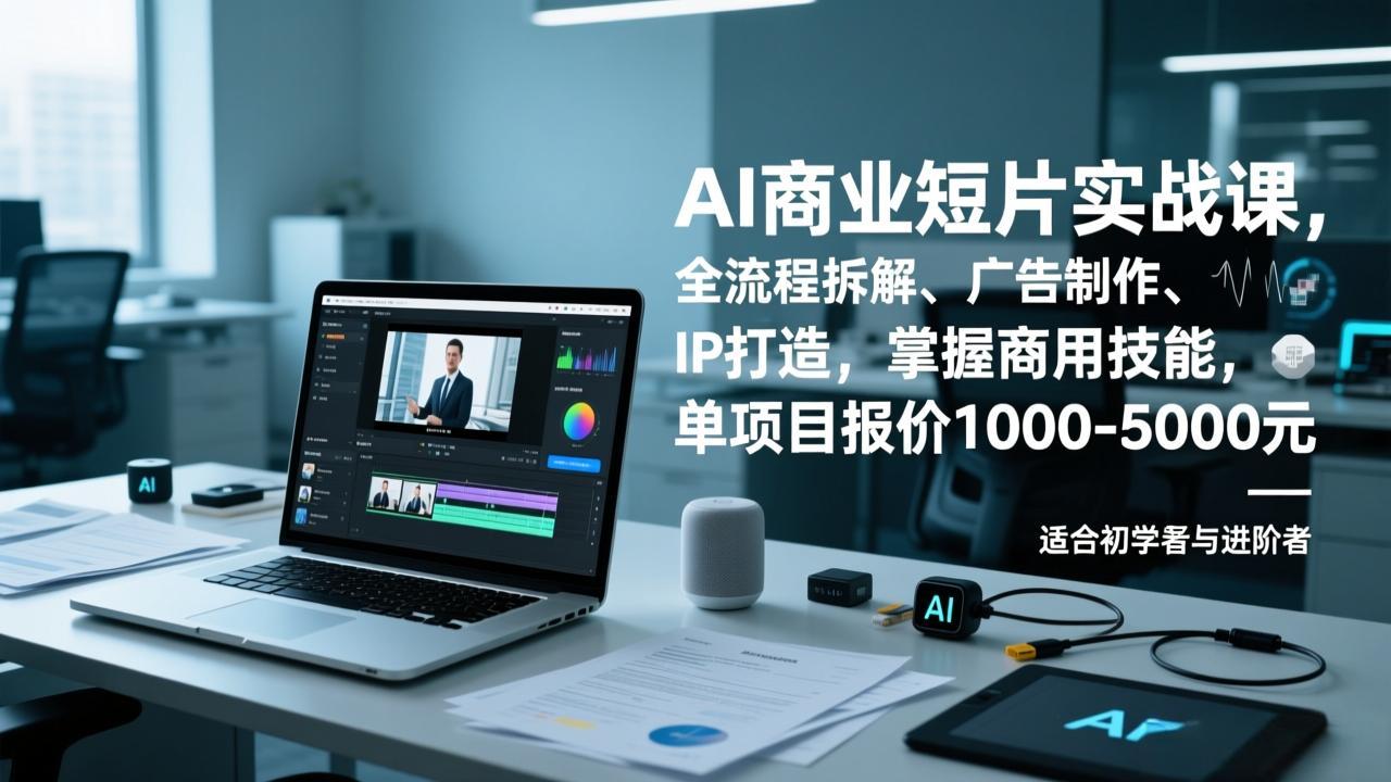 AI商业短片实战课，全流程拆解、广告制作、IP打造，掌握商用技能，单项目报价1000-5000元-知芽创业社