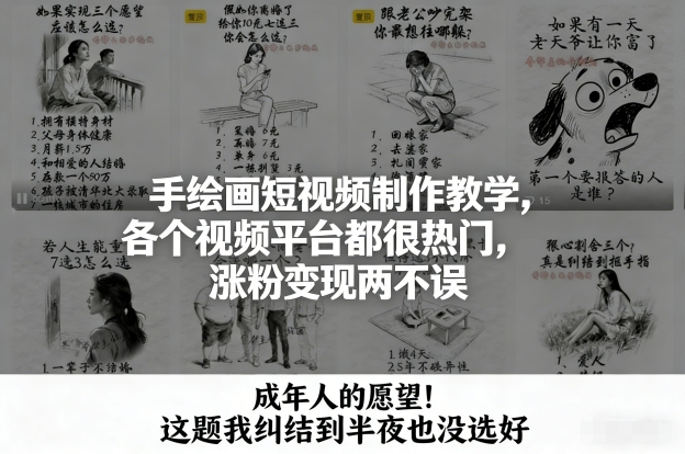 手绘画短视频制作教学，各个视频平台都很热门，涨粉变现两不误-知芽创业社