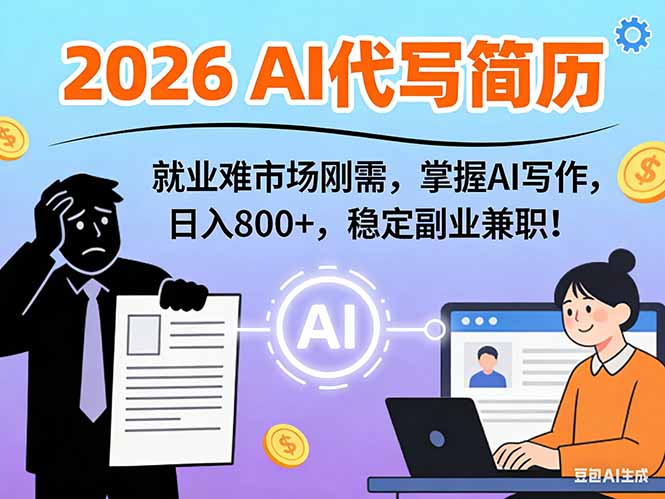 AI代写简历，超暴利，用万能模板月入1-3万实战教程，2026年市场刚需！-知芽创业社