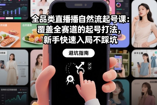 全品类直播自然流起号课：覆盖全赛道的起号打法，新手快速入局不踩坑-小艾项目网