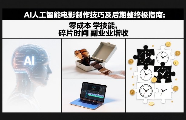 AI人工智能电影制作技巧及后期完整终极指南：零成本学技能，碎片时间副业增收-知芽创业社