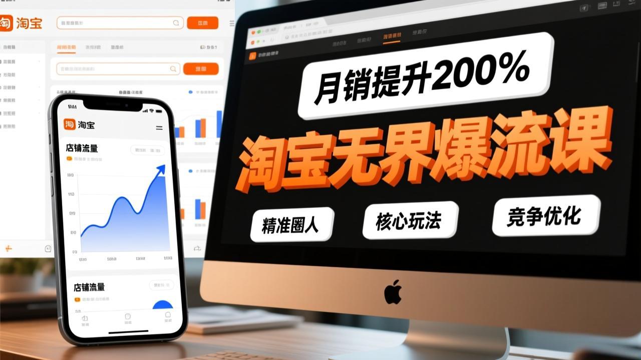 淘宝无界爆流课，精准圈人、核心玩法、竞争优化，快速引爆店铺流量，月销提升200%-知芽创业社