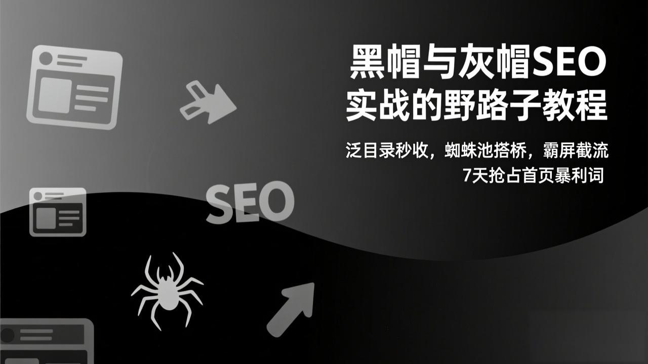 黑帽与灰帽SEO实战的野路子教程：泛目录秒收，蜘蛛池搭桥，霸屏截流，7天抢占首页暴利词-知芽创业社