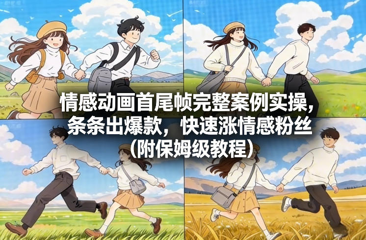 情感动画首尾帧完整案例实操，条条出爆款，快速涨情感粉丝(附保姆级教程)-知芽创业社