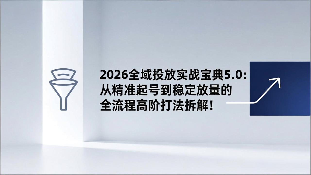 2026全域投放实战宝典5.0：从精准起号到稳定放量的全流程高阶打法拆解！-知芽创业社