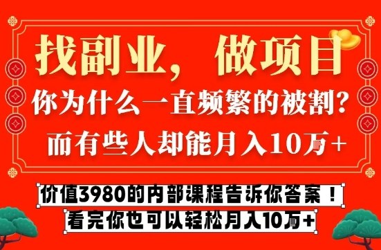 价值3980的网创内部课程，告诉你互联网创业月入10个W的秘密【揭秘】-小艾项目网