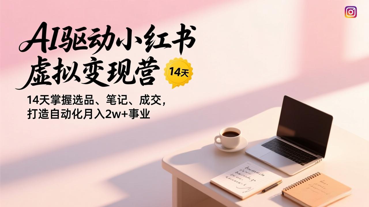 AI驱动小红书虚拟变现营，14天掌握选品、笔记、成交，打造自动化月入2w+事业-知芽创业社