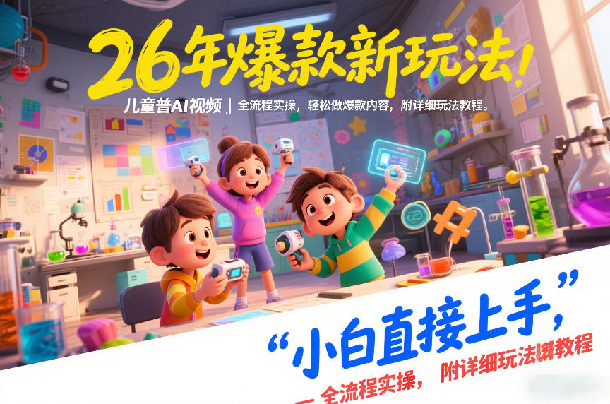 26年爆款新玩法，儿童科普AI视频，全流程实操，轻松做爆款内容，小白直接上手，附详细玩法教程-知芽创业社