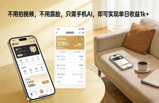 不用拍视频，不用露脸，只需手机AI，即可实现单日收益1k+【揭秘】-知芽创业社