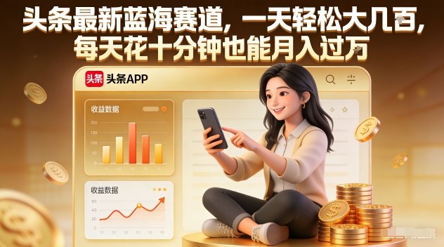 头条最新蓝海赛道，一天轻松大几张，每天花十分钟也能月入过1W【揭秘】-知芽创业社