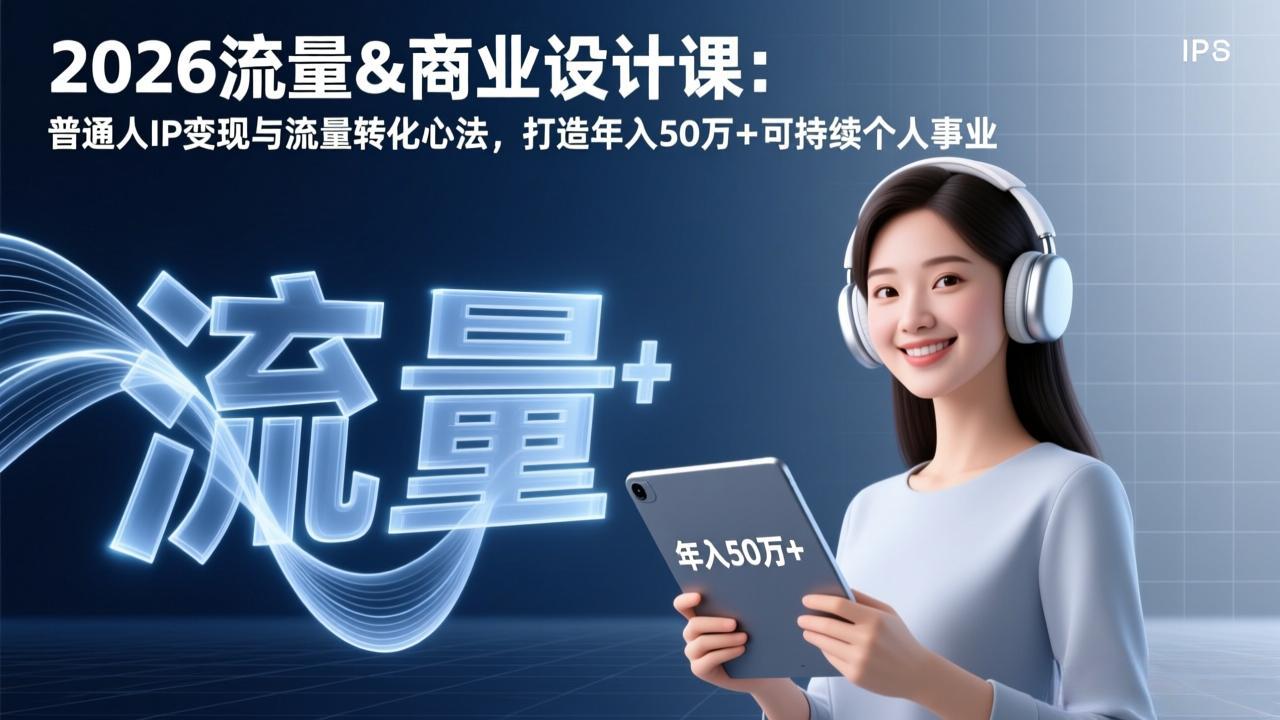 2026流量&商业设计课：普通人IP变现与流量转化心法，打造年入50万+可持续个人事业-知芽创业社