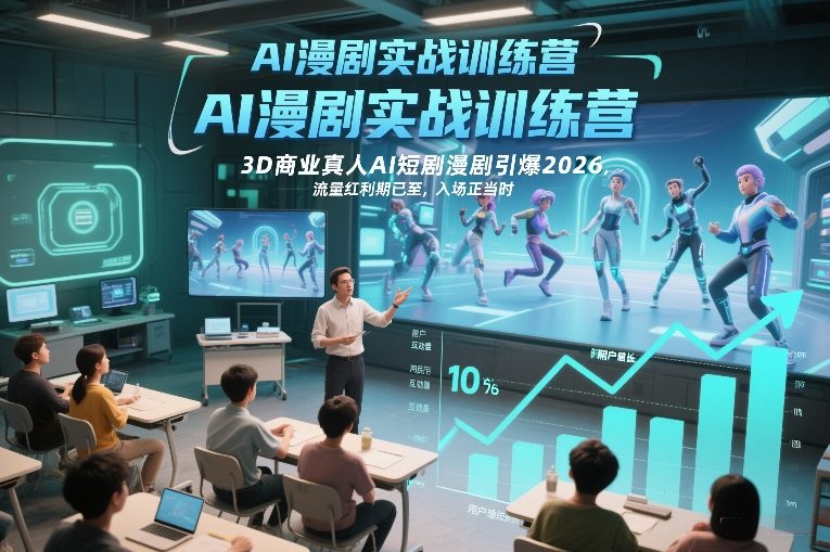 AI漫剧实战训练营，3D商业真人AI短剧漫剧引爆2026，流量红利期已至，入场正当时-知芽创业社
