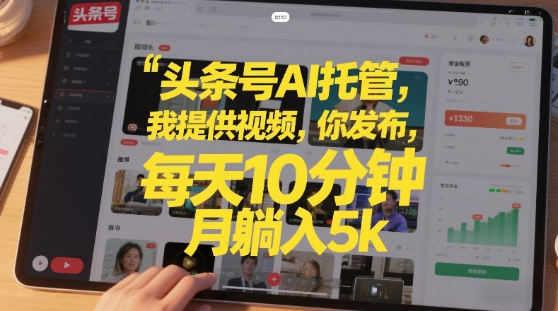 头条号AI托管，我提供视频，你发布，每天10分钟，月躺入5k+【揭秘】-知芽创业社