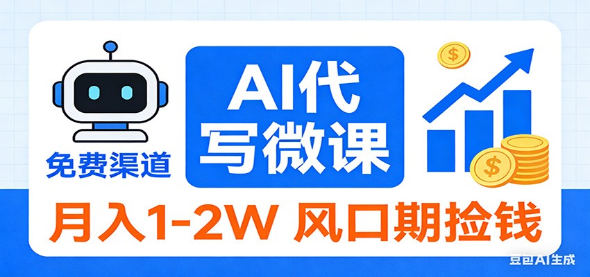 2026告别打工！AI 代写微课，提供免费渠道，月入 1-2W 风口期捡钱-知芽创业社