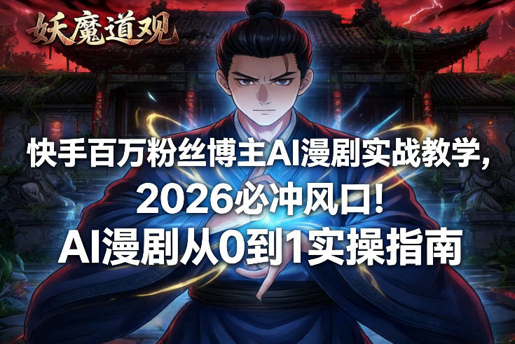 快手百万粉丝博主AI漫剧实战教学，2026必冲风口！AI漫剧从0到1实操指南-知芽创业社