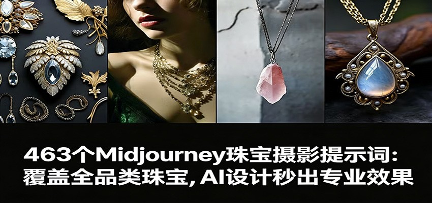 463个Midjourney珠宝摄影提示词：覆盖全品类珠宝，AI设计秒出专业效果-知芽创业社