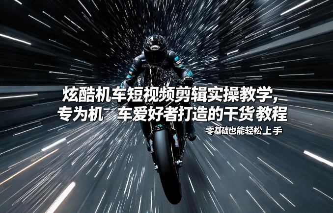 炫酷机车短视频剪辑实操教学，专为机车爱好者打造的干货教程，零基础也能轻松上手-知芽创业社