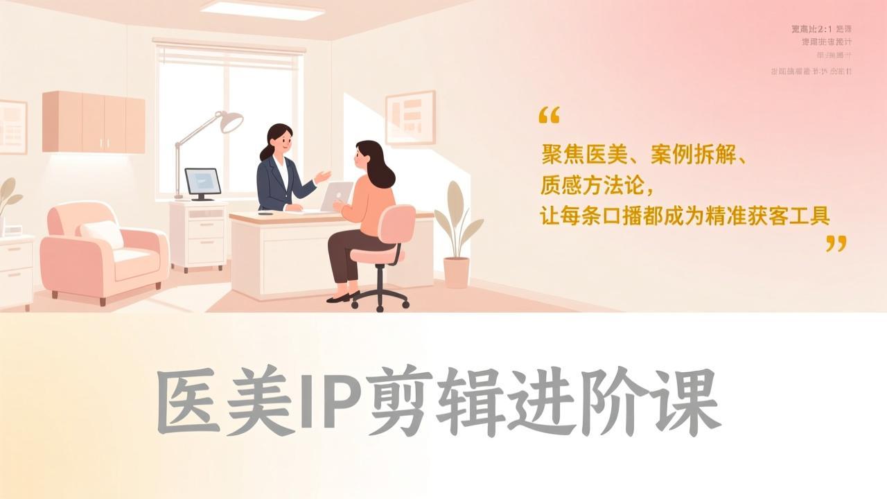 医美IP剪辑进阶课，聚焦医美、案例拆解、质感方法论，让每条口播都成为精准获客工具-知芽创业社