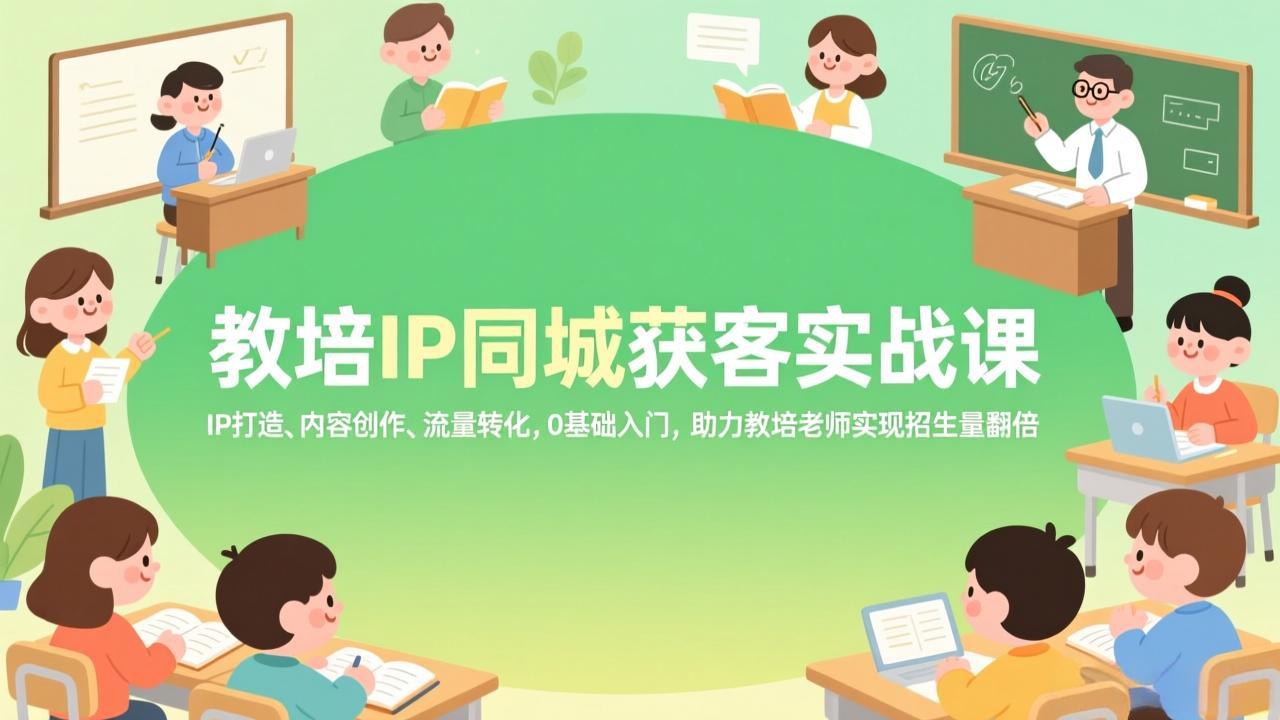 教培IP同城获客实战课，IP打造、内容创作、流量转化，0基础入门，助力教培老师实现招生量翻倍-知芽创业社