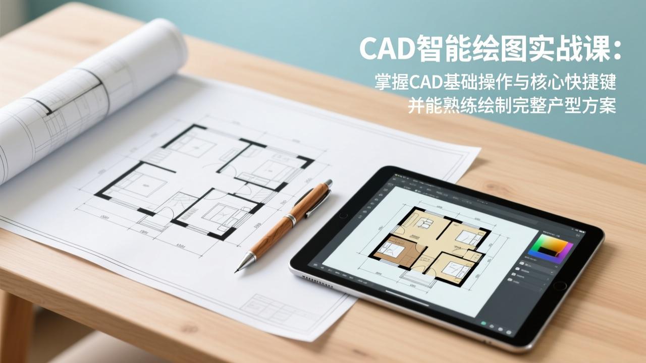 CAD智能绘图实战课：掌握CAD基础操作与核心快捷键，并能熟练绘制完整户型方案-知芽创业社
