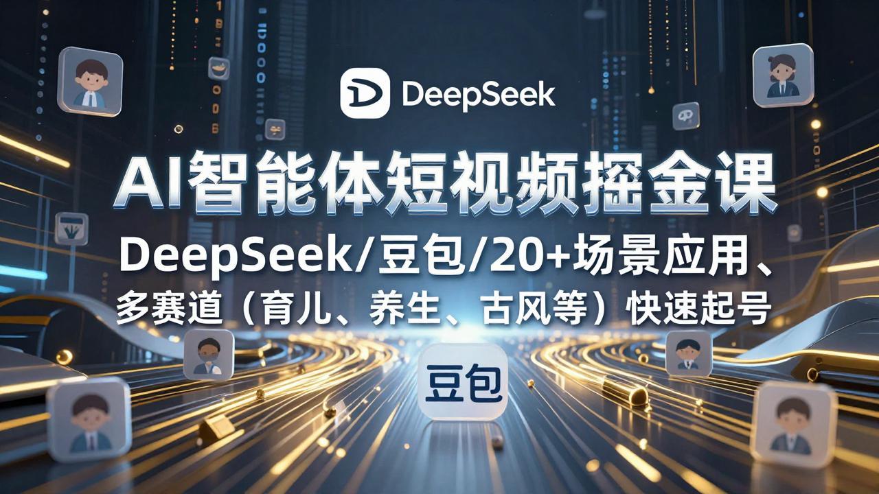 AI智能体短视频掘金课，DeepSeek/豆包/20+场景应用、多赛道(育儿、养生、古风等-知芽创业社