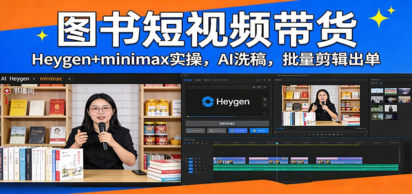 图书短视频带货：Heygen+minimax实操，AI洗稿 ，批量剪辑出单-知芽创业社