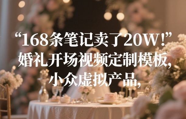 168条笔记卖了20W！婚礼开场视频定制模板，小众虚拟产品-知芽创业社