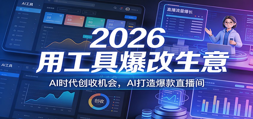 2026用工具爆改生意，AI时代创收机会，AI打造爆款直播间-知芽创业社