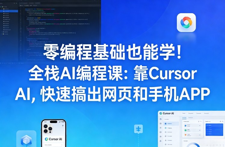 零编程基础也能学！全栈AI编程课：靠Cursor AI，快速搞出网页和手机APP-知芽创业社