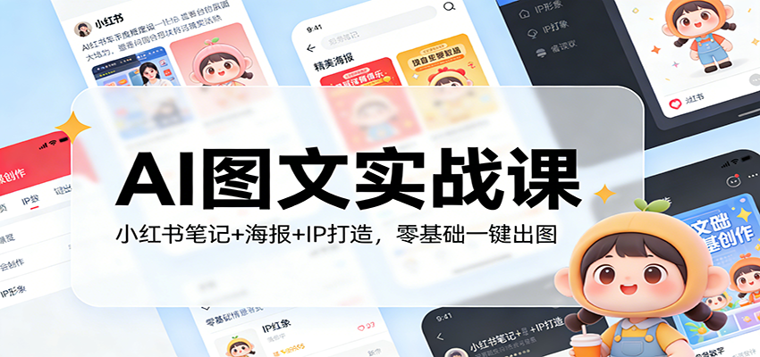 AI图文实战课：小红书笔记+海报+IP打造，零基础一键出图-知芽创业社