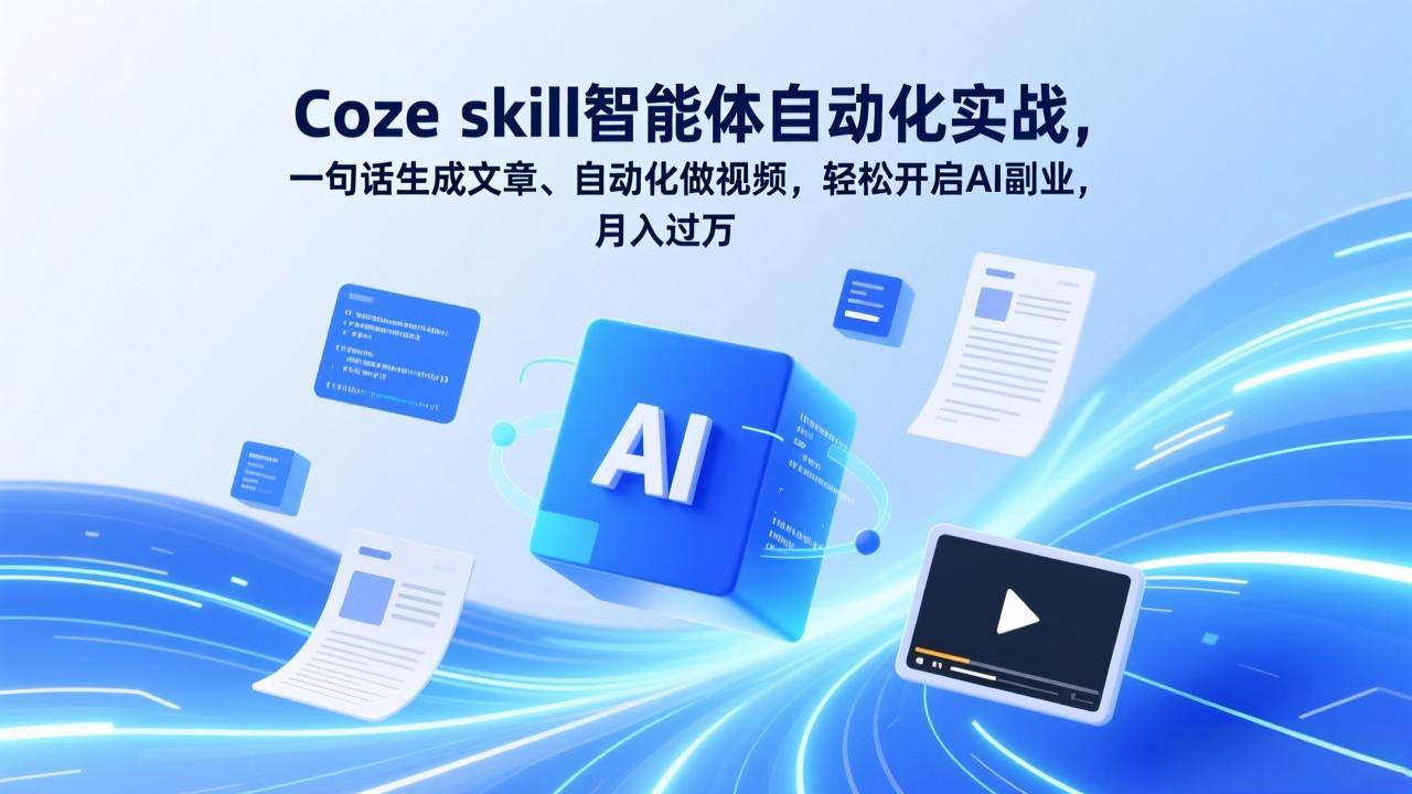 Coze skill智能体自动化实战，一句话生成文章、自动化做视频，轻松开启AI副业，月入过万-知芽创业社