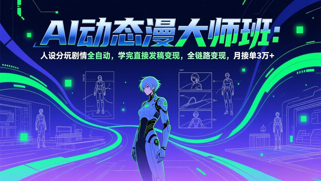AI动态漫剧大师班：人设分镜剧情全自动，学完直接发稿变现，全链路变现，月接单3万+-知芽创业社