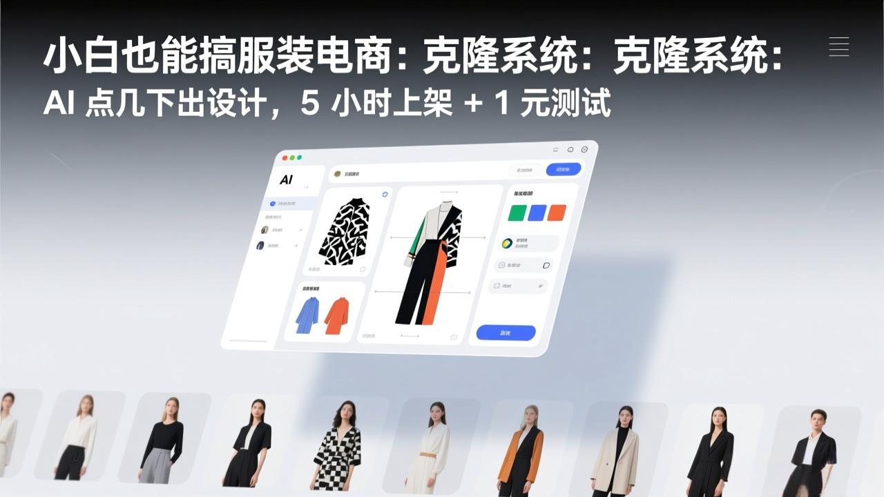 小白也能搞服装电商：克隆系统：AI 点几下出设计，5 小时上架 + 1 元测试-知芽创业社