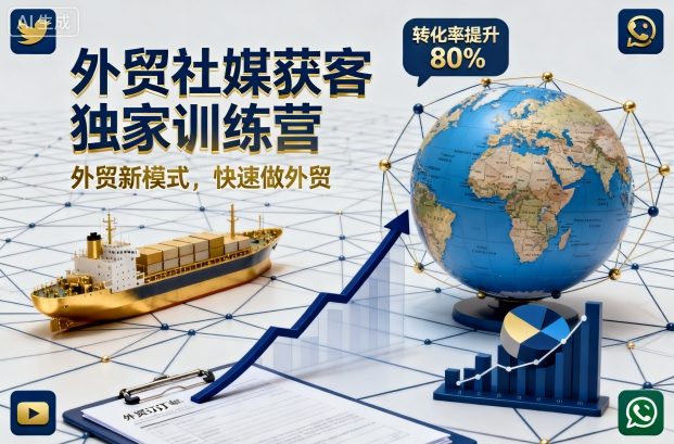外贸社媒获客独家训练营，外贸新模式，快速做外贸(更新26年2月)-小艾项目网