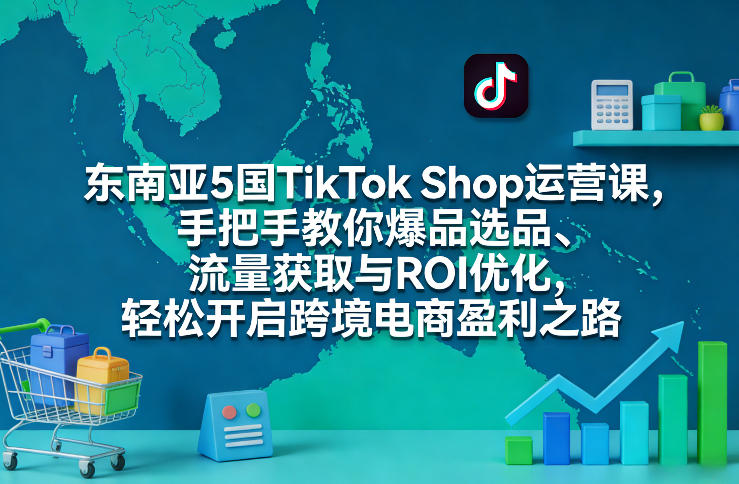 东南亚5国TikTok Shop运营课，手把手教你爆品选品、流量获取与ROI优化，轻松开启跨境电商盈利之路-小艾项目网