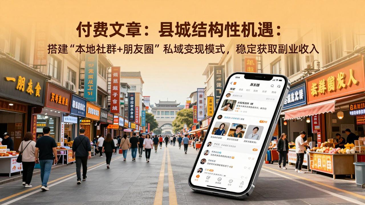 付费文章：县城结构性机遇：搭建“本地社群+朋友圈”私域变现模式，稳定获取副业收入-小艾项目网