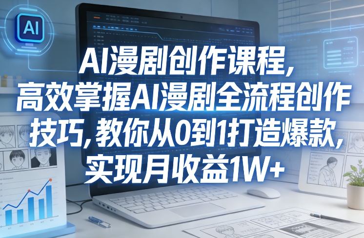 某社群AI漫剧创作课程，高效掌握AI漫剧全流程创作技巧，教你从0到1打造爆款，实现月收益1W+-知芽创业社