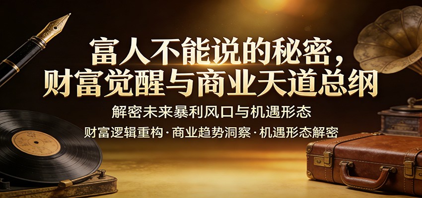 富人不能说的秘密，财富觉醒与商业天道总纲，解密未来暴利风口与机遇形态-知芽创业社