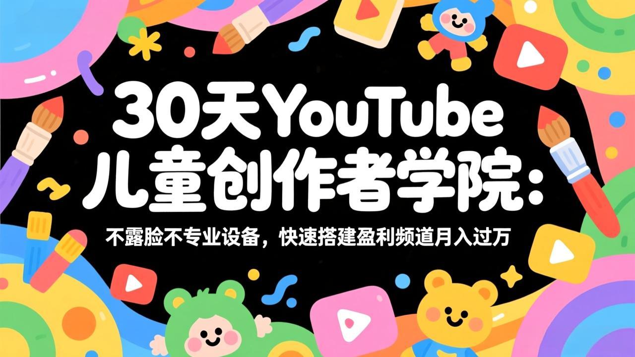 30天YouTube儿童创作者学院：不露脸不专业设备，快速搭建盈利频道月入过万-知芽创业社