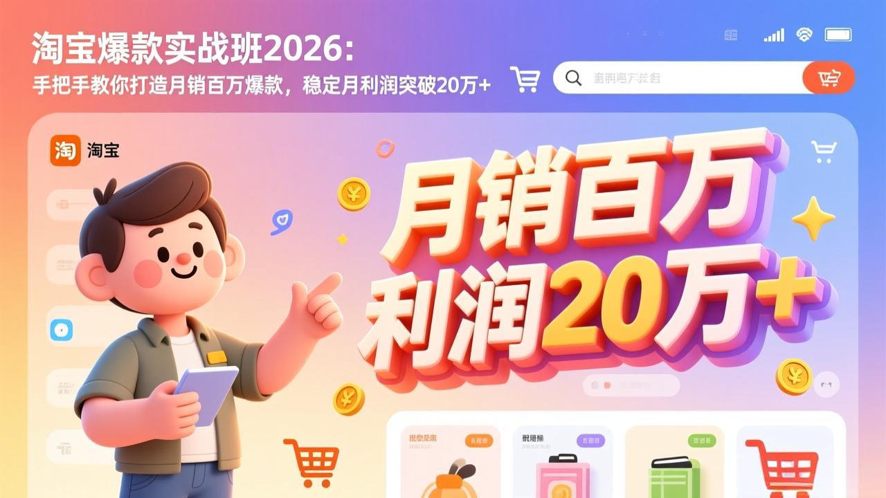 淘宝爆款实战班-2026年3月更新：手把手教你打造月销百万爆款，稳定月利润突破20万+-知芽创业社