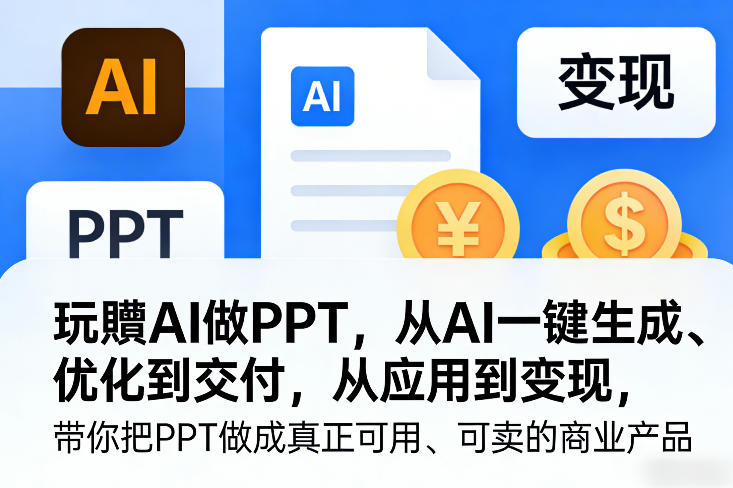 玩賺AI做PPT，从AI一键生成、优化到交付，从应用到变现，带你把PPT做成真正可用、可卖的商业产品-知芽创业社