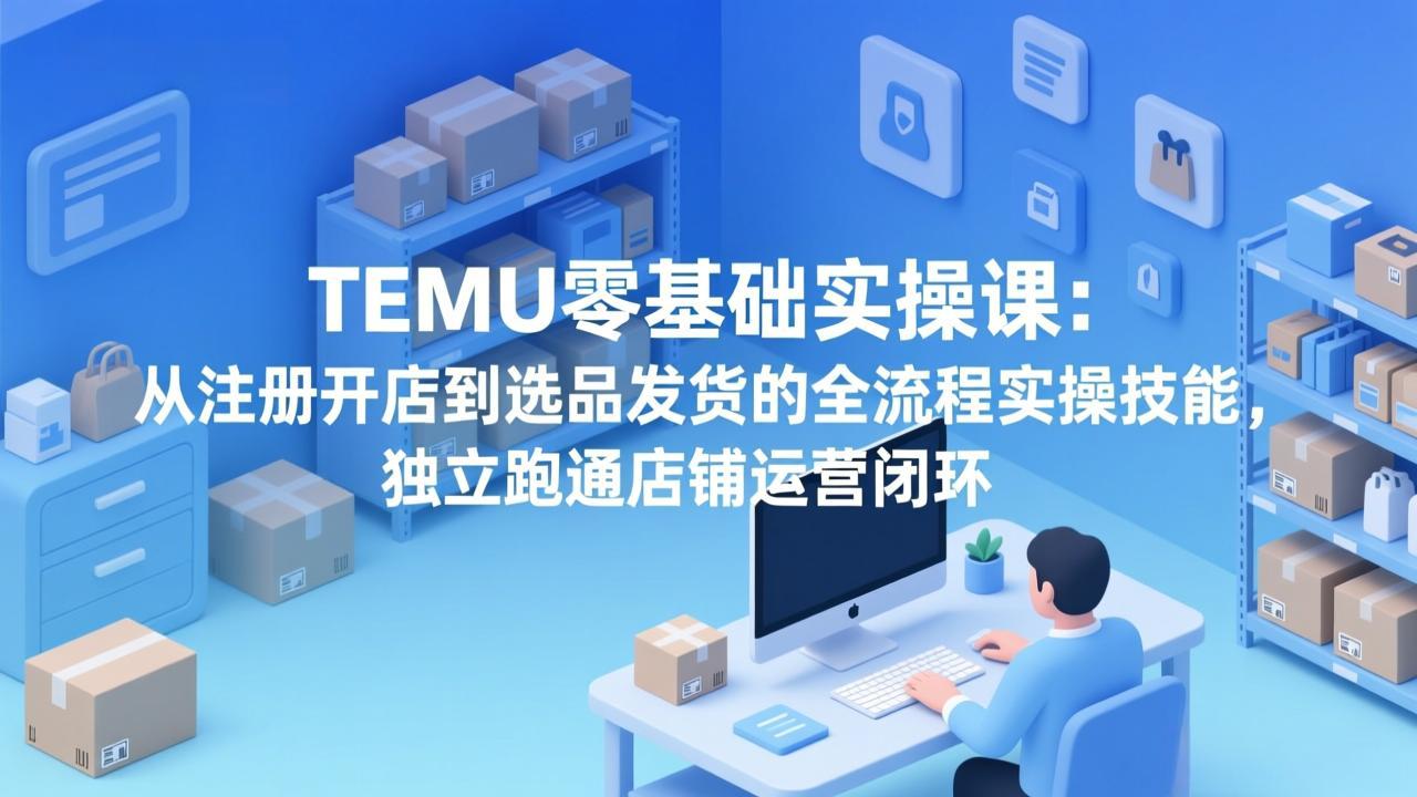 TEMU零基础实操课：从注册开店到选品发货的全流程实操技能，独立跑通店铺运营闭环-知芽创业社