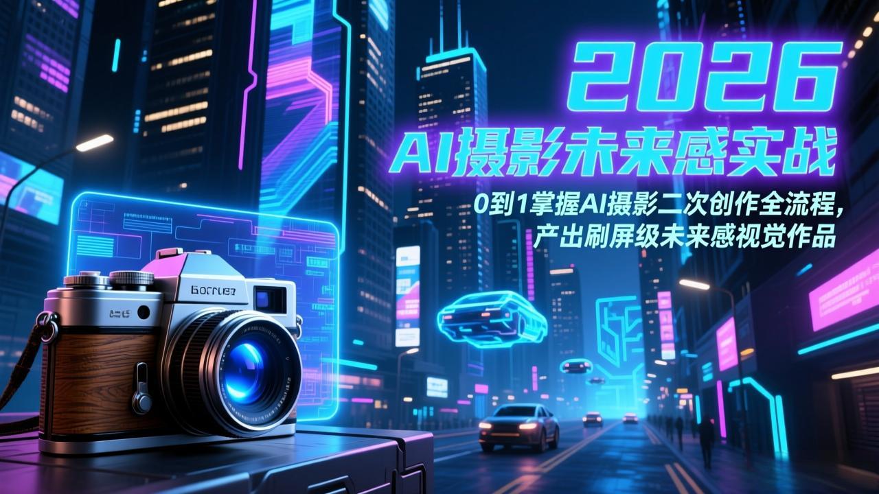 2026 AI摄影未来感实战：0到1掌握AI摄影二次创作全流程，产出刷屏级未来感视觉作品-知芽创业社