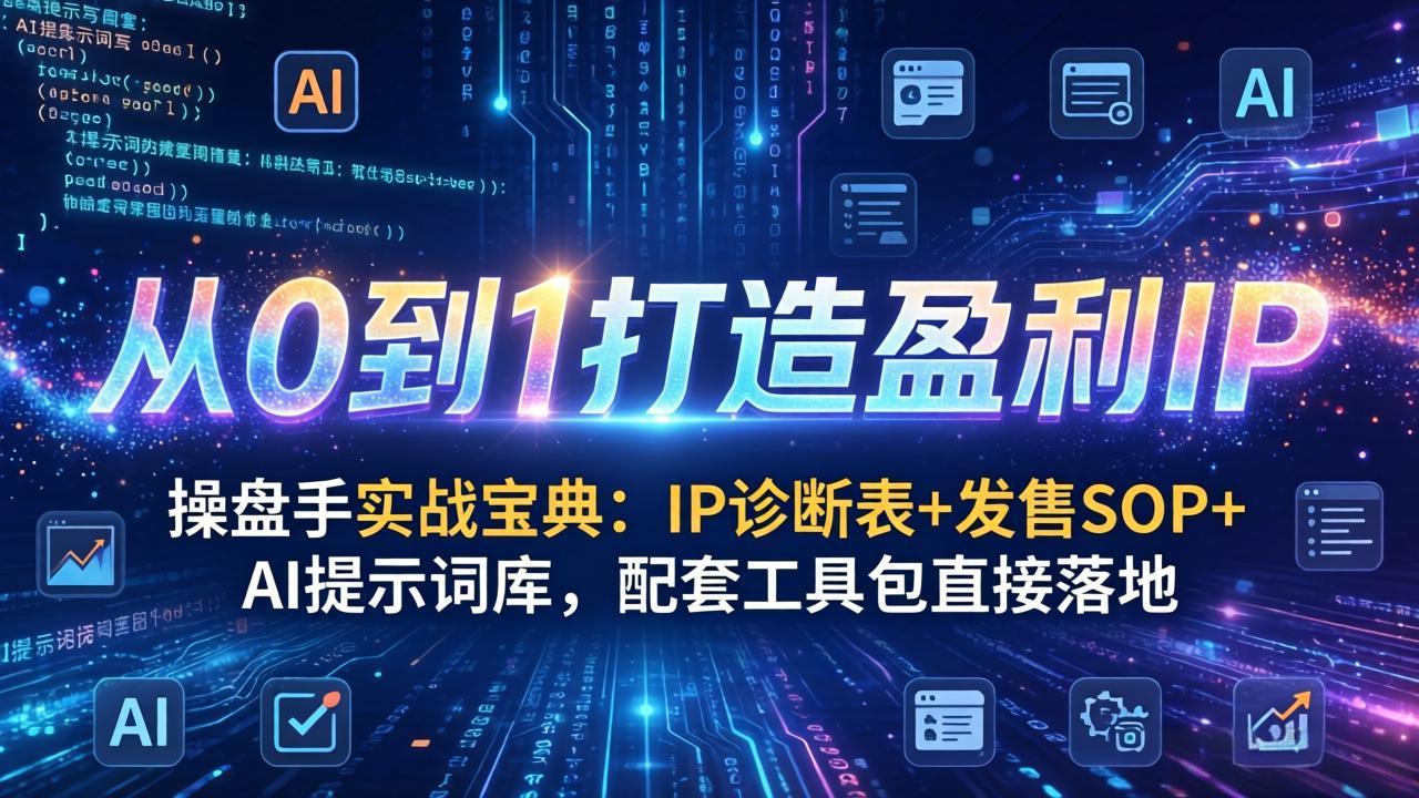 操盘手实战宝典：IP诊断表+发售SOP+AI提示词库，配套工具包直接落地，从0到1打造盈利IP-知芽创业社