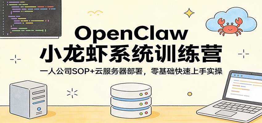 OpenClaw小龙虾系统训练营：一人公司SOP，云服务器部署，零基础快速上手实操-知芽创业社