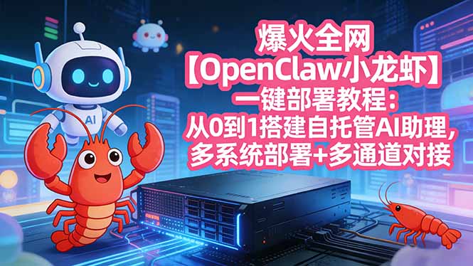 爆火全网【OpenClaw 小龙虾】一键部署教程：从0到1搭建自托管AI助理，多系统部署+多通道对接-知芽创业社