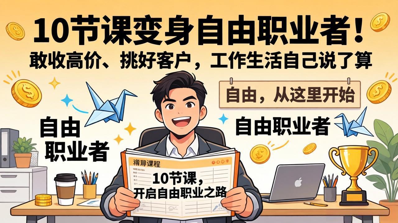 10 节课变身自由职业者！敢收高价、挑好客户，工作生活自己说了算-小艾项目网