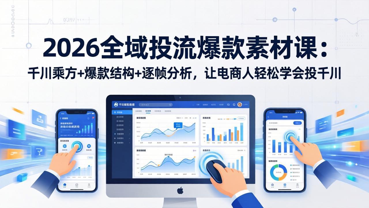 2026全域投流爆款素材课：千川乘方+爆款结构+逐帧分析，让电商人轻松学会投千川-小艾项目网
