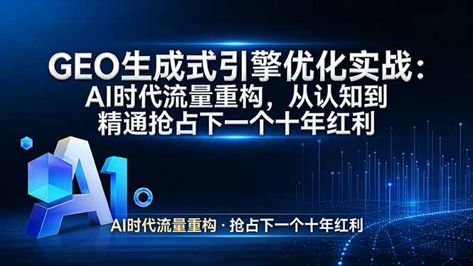 GEO 生成式引擎优化实战：AI时代流量重构，从认知到精通抢占下一个十年红利-小艾项目网